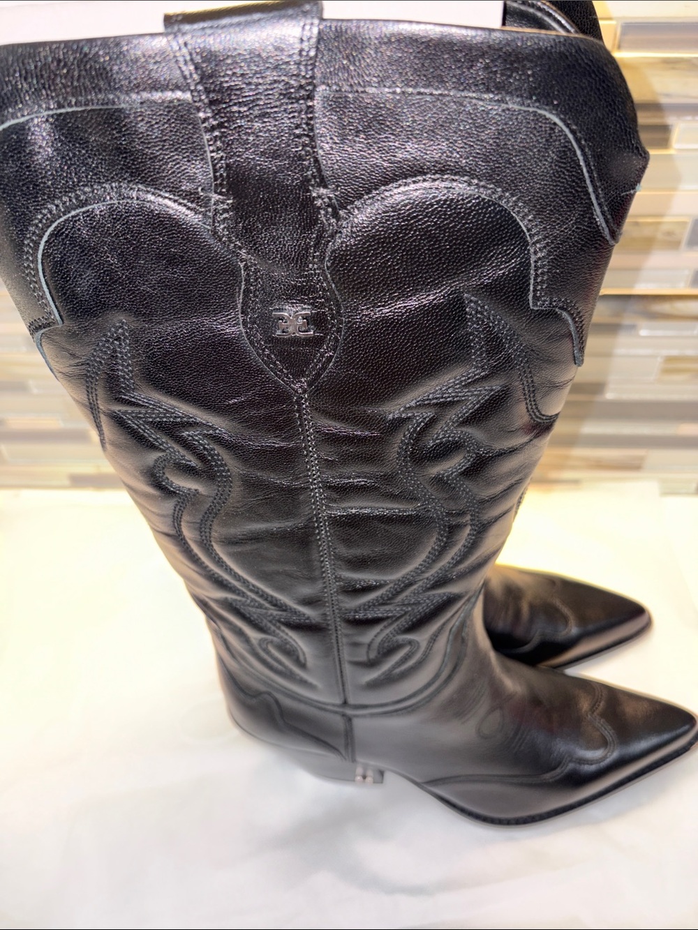 Black James Leather pointed toe Western Boots - Picture 5 of 6